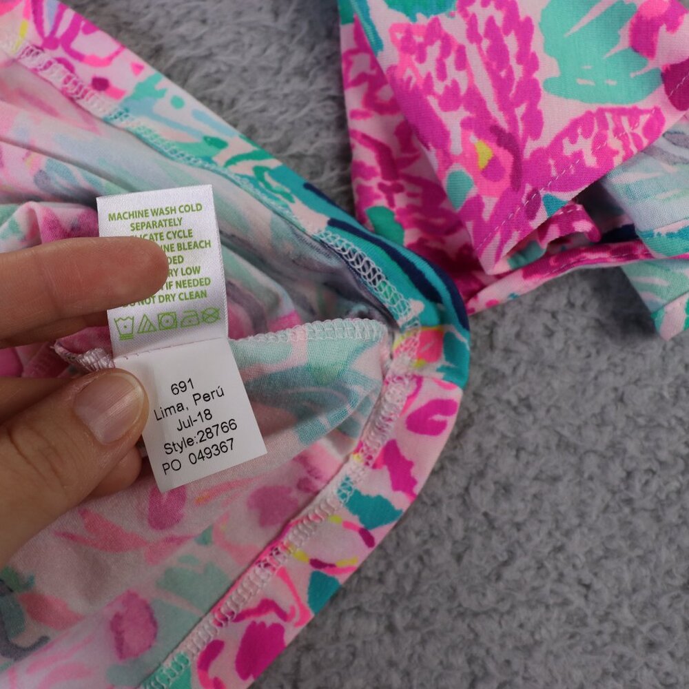 Lilly Pulitzer Fontaine Top Womens XS Pink Multicolor Floral 3/4 Sleeve Preppy - Picture 6 of 9
